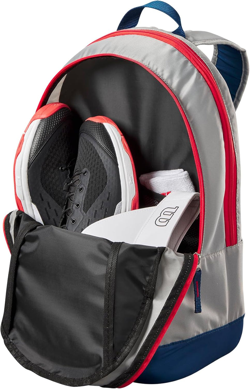 Wilson Junior Tennis Rucksack 2 Hellgrau F03 / Rot-blau, 2 Hellgrau F03 / Rot-blau