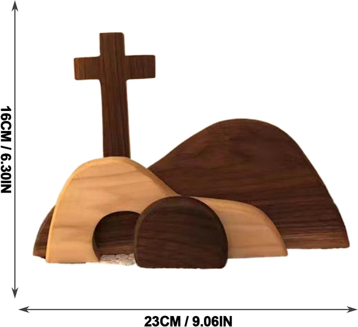 Generisch Osterkrippe Aus Olivenholz, Osterkrippe Ostermorgen, Osterszene Leeres Grab, Handgefertigt