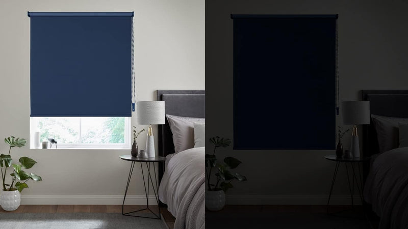 OBdeco Verdunkelungsrollo Thermorollo 100x160cm Dunkelblau ohne Bohren mit gleichfarbige Beschichtun