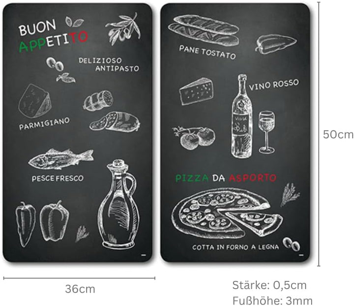 Kesper | Multi-Glasschneideplatte 2er Pack, Material: Glas, Masse: 52 x 30 x 0.5 cm, Motiv: Ristoran