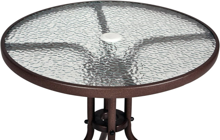 Nexos Trading Bistroset Balkonset Rattanset – Sitzgarnitur aus Glastisch & Bistrostuhl – Stahlgestel
