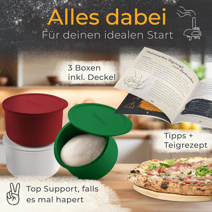 Teigbar Pizzaballenbox mit Deckel, 3er Set »Italia« - platzsparende Teigbox aus löse-leichtem Siliko