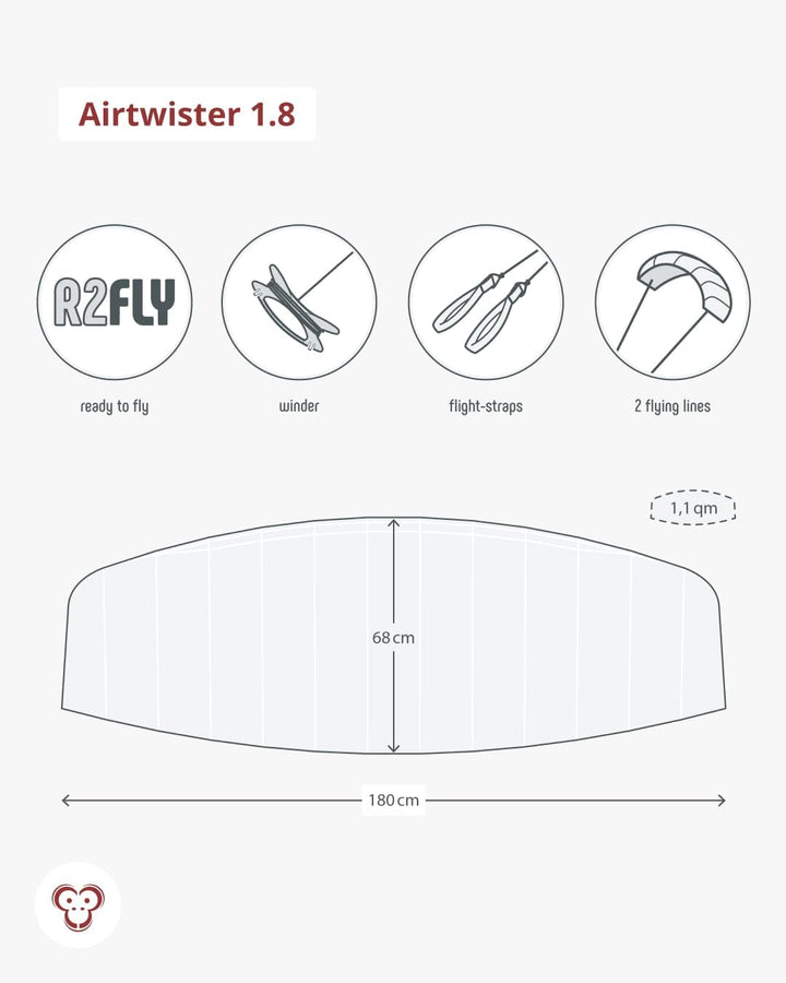 Skymonkey Airtwister Lenkmatte inkl. Packsack & Flugschlaufen - Lenkdrachen bereits fertig angeleint