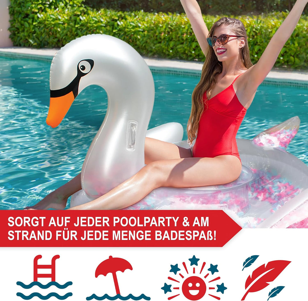 ONBEST aufblasbares XXXL Schwimmtier mit Federn – 183x162x117 cm – Wassertier zum Aufblasen für Erwa