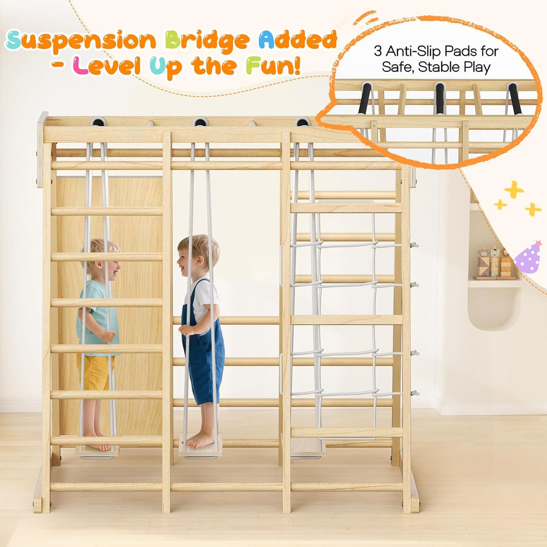 Maxi Klettergerüst für Kinder,9-in-1 Indoor Klettergerüst für Kinder mit Rutsche, Kletterwand, Klett