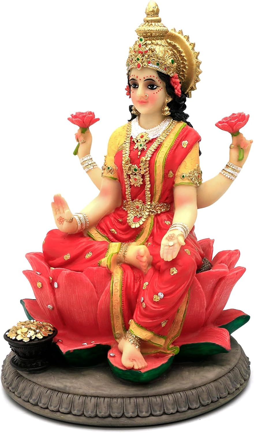 alikiki Indische Geschenk Göttin Laxmi Statue – 22,6 cm H Hindu-Idol Lakshmi Skulptur Diwali Geschen