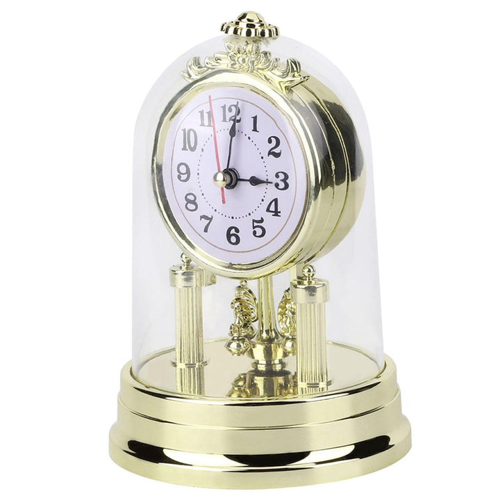 ANGGREK Retro Geräuschlose Tischuhr für Wohnzimmer im Europäischen Stil Goldene Wohndekoration Leich
