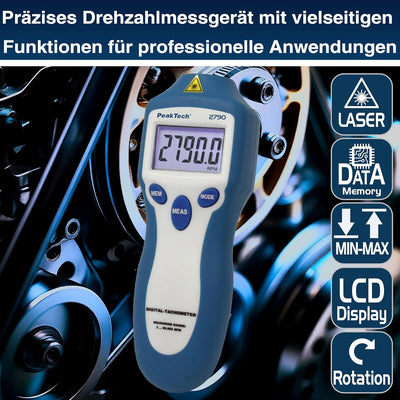 Drehzahlmessgerät/Tachometer,P 2790,mit AA8Laser 2bis 100 RPM,berührungslos