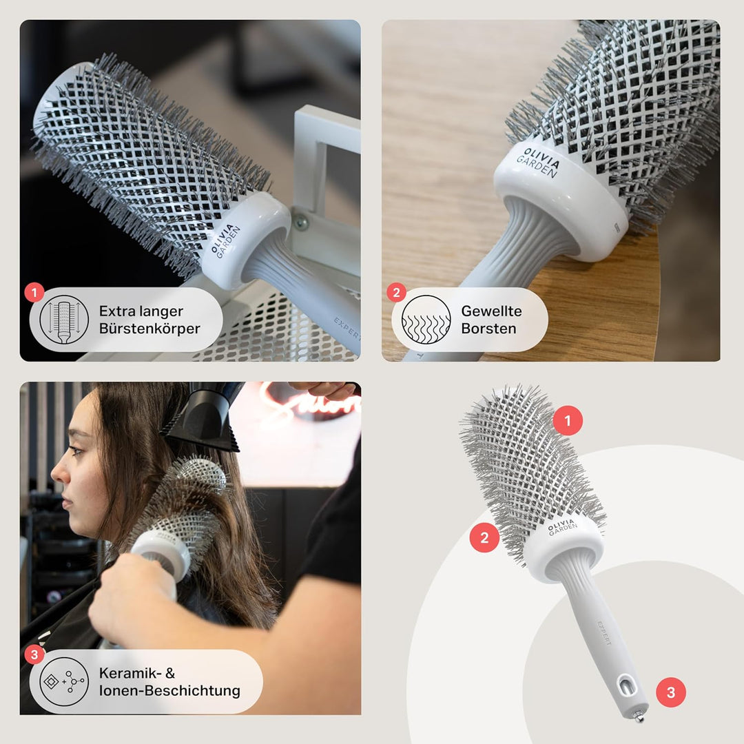 Olivia Garden - Expert Blowout Speed White and Grey Hairbrush - 55 weiss&grau 55, weiss&grau 55