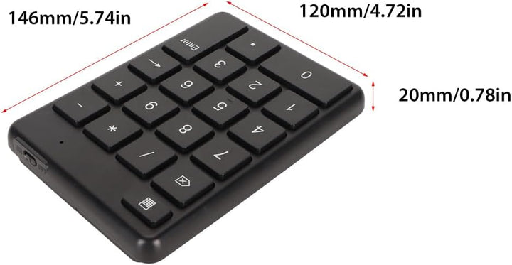 Vikye Bluetooth-Nummernblock, 19 Tasten, Bluetooth 5.1, Kabelloser Ziffernblock, Tragbarer, Batterie