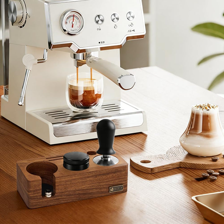 Espresso Tamperstation 58 mm Kaffee Tamper Station aus Walnussholz Barista Tamping Station Höhenvers