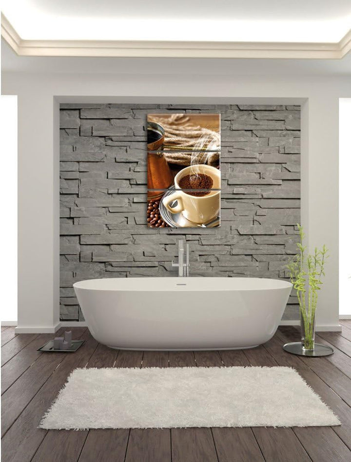 Pixxprint Kaffe Kaffeetasse Kaffee Trinken Heisse Schokolade 3-Teiler Leinwandbild 120x80 Bild auf L