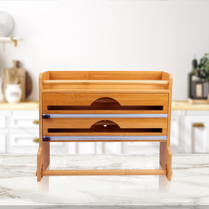 Küchenrollenhalter aus Holz [ohne Bohren] Wandrollenhalter für Küchenrolle, Alufolie &amp; Frischhaltefo