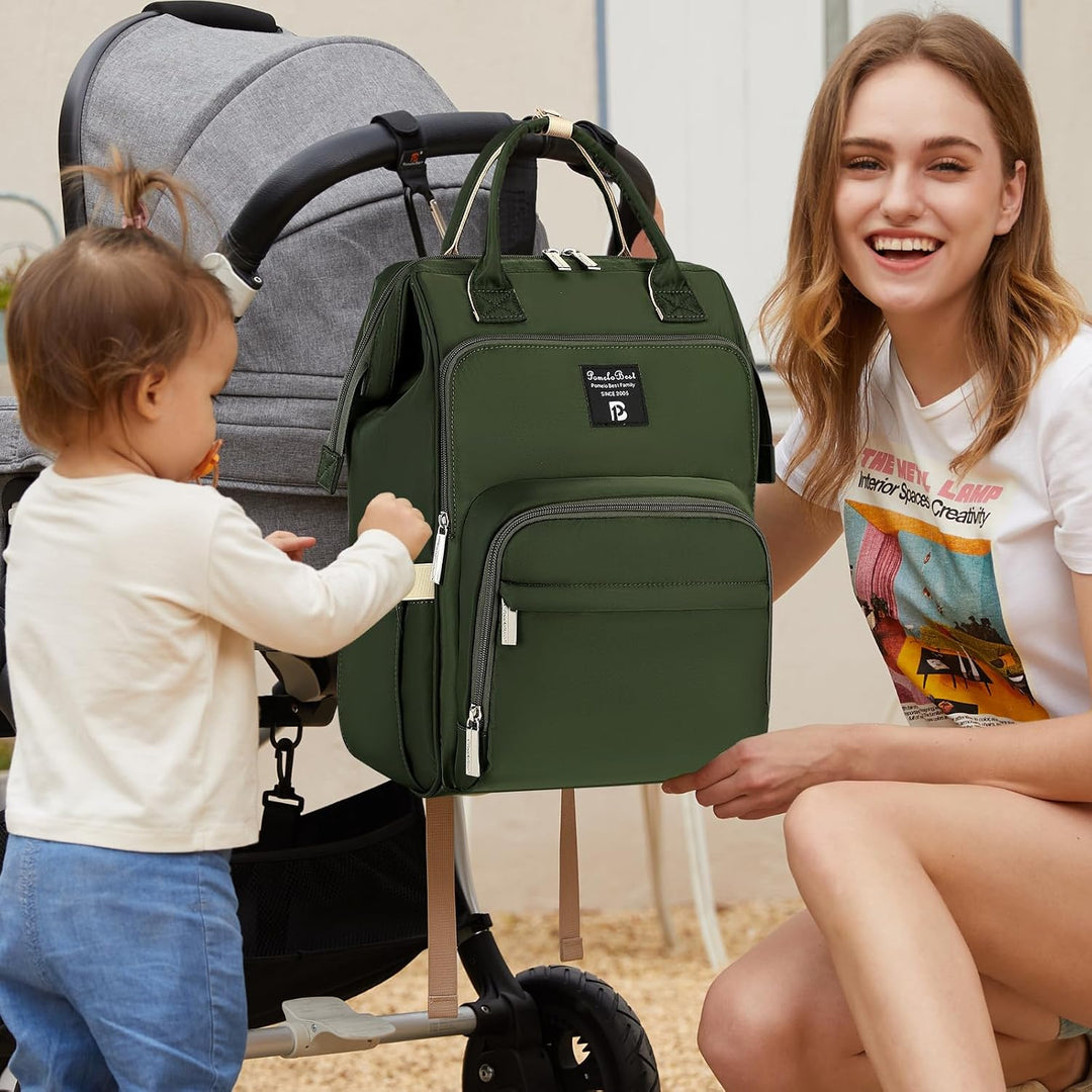 Pomelo Best Moderner Wickelrucksack für Mama Papa – Stylischer Familienrucksack mit Grosser Öffnung,