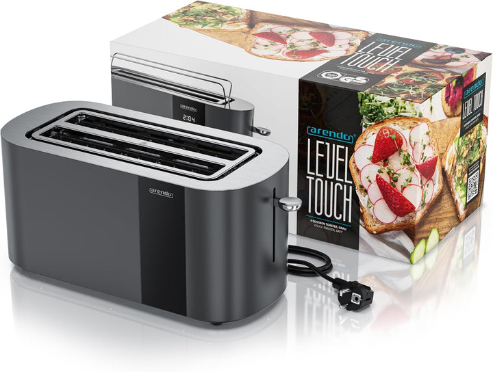 Arendo - Edelstahl Toaster 4 Scheiben Langschlitz - Touchscreen – Doppelwandgehäuse – 1500 W – Integ