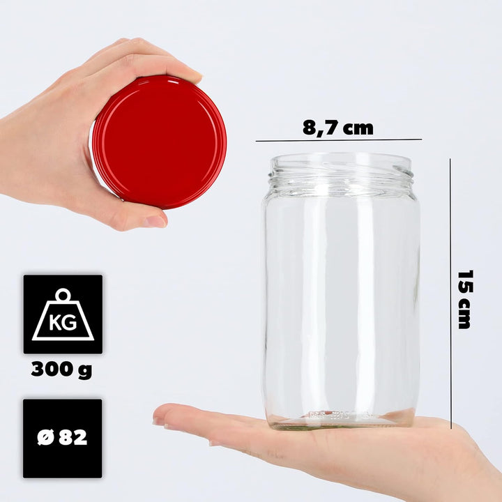 KADAX 8er Set Einmachgläser 720ml TO82 Rot, Grosse Sturzgläser mit Schraubdeckel, Einkochgläser Ferm