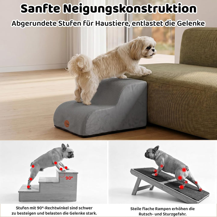 Hundetreppe für Kleine Hunde &amp; Katzen, Haustiertreppe für Sofa, 2 Stufen Dunkelgrau 2 Stufen(40 x 40