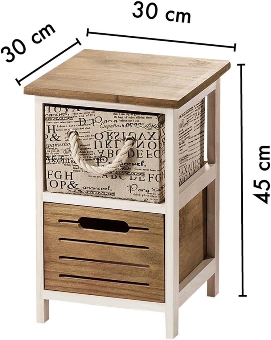 Kobolo Kommode Holzregal Regal mit 2 Schubfächern 45 cm 2er, 2er