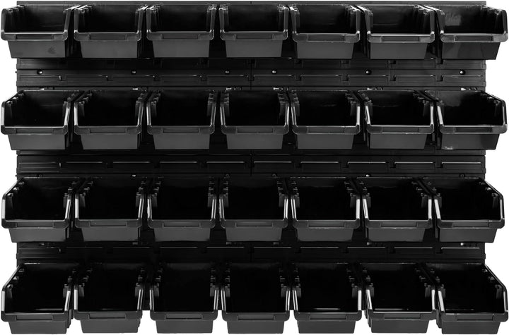 SimpleThing Lagersystem Werkstattregal | 115 x 78 cm | 28 stck. Box | Wandregal mit Stapelboxen - Wa