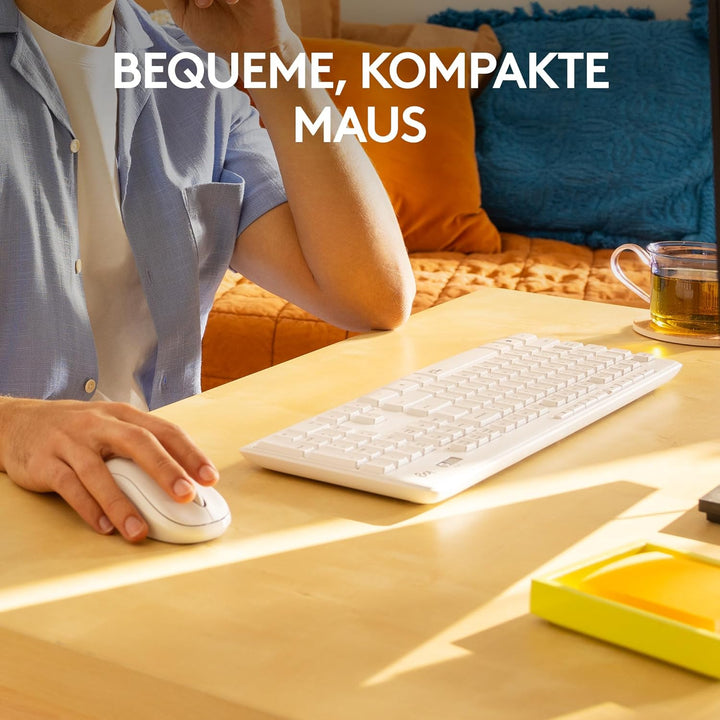 Logitech MK295 kabelloses Tastatur-Maus-Set mit SilentTouch-Technologie, Shortcut-Tasten, optischer
