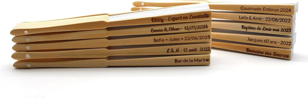 OLILLY - 50 Fächer aus Papier und Bambus für Gäste – Hochzeit, Party, Veranstaltungen im Freien ...