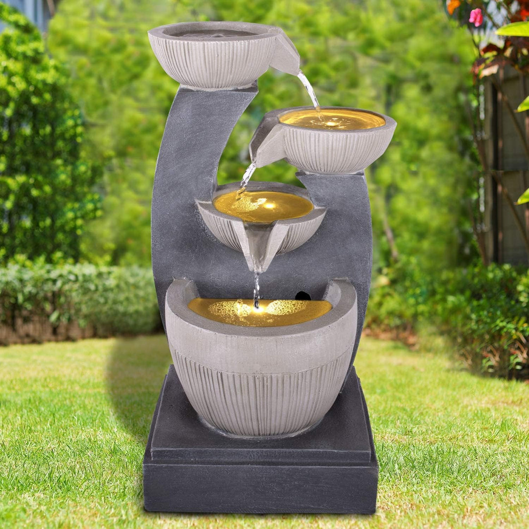 Gartenbrunnen Brunnen Zierbrunnen Zimmerbrunnen Springbrunnen Brunnen mit LED-Licht 230V Wasserfall