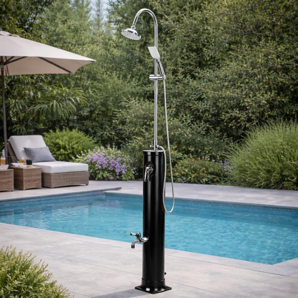 Solardusche 20L Halbe Einzelstab Solar Gartendusche warmes Wasser Bis Zu 60°C Ohne Stromanschluss Po