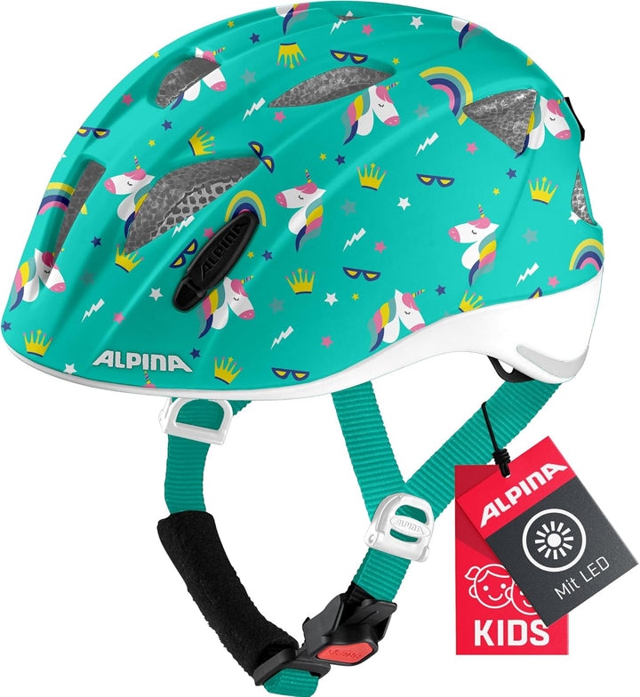ALPINA XIMO FLASH - Beleuchteter, Reflektierender, Leichter & Anpassbarer LED Fahrradhelm Für Kinder