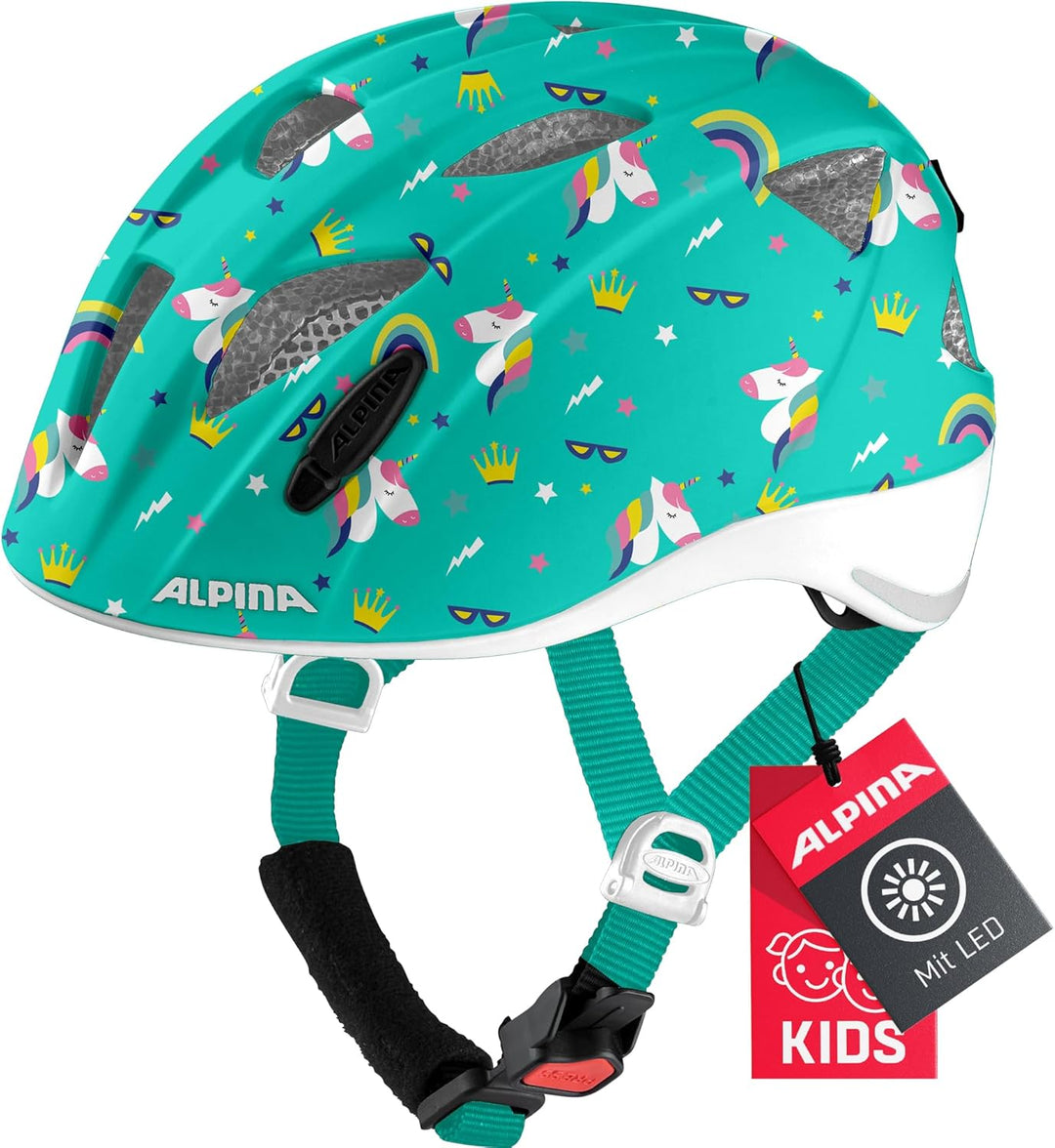 ALPINA XIMO Flash - Leichter, Sicherer und Bruchfester Fahrradhelm Mit LED-Licht Für Kinder Unicorn