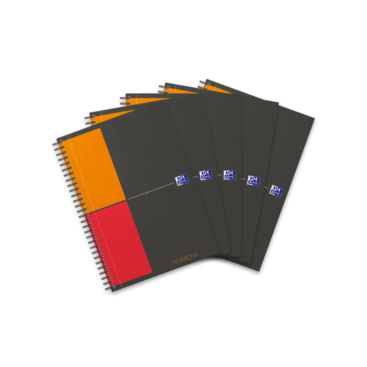 Oxford Notebook International B5, kariert, 160 Seiten, stabiler Kartondeckel, 5 Stück B5 5 Stück kar