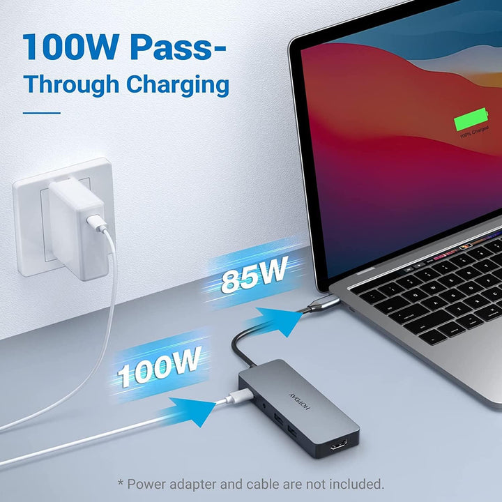 HOPDAY 10 in 1 USB C Hub, USB C Adapter MacBook Pro/Air Ipad Pro Adapter mit 4K HDMI Ausgang, kompat