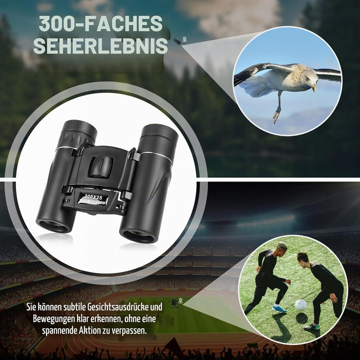 300x25 Ferngläser für Erwachsene und Kinder, Fernglas mit hoher Leistung und klarer Sicht, Mini-Tasc
