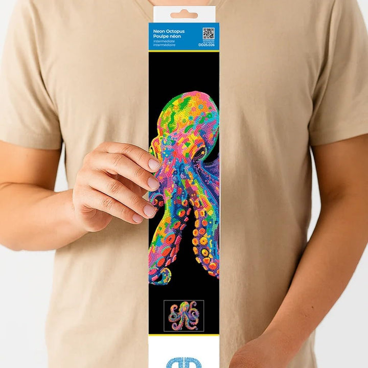 DIAMOND DOTZ 2594372 Original 5D Diamond Painting Set, Neon Oktopus, mit Neonfarben und Samt, DIY Di