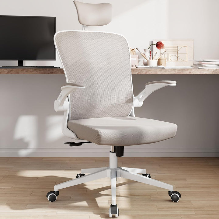 Monhey Ergonomischer Bürostuhl, hohe Rückenlehne, Netzstoff, Computer-Schreibtischstuhl mit hochklap