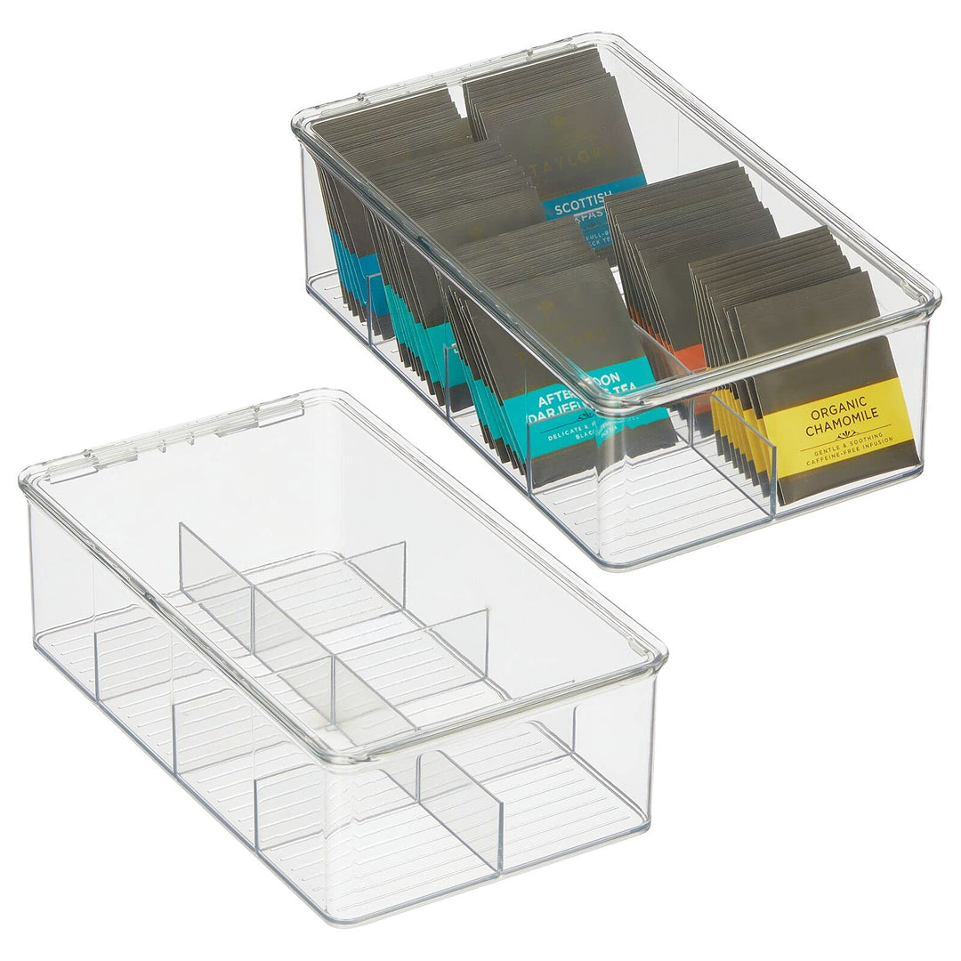 mDesign Küchen Organizer – praktische Teebox mit Deckel für Küche und Speisekammer – Aufbewahrungsbo