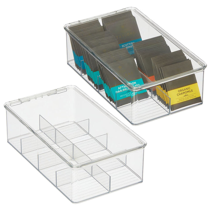 mDesign Küchen Organizer – praktische Teebox mit Deckel für Küche und Speisekammer – Aufbewahrungsbo