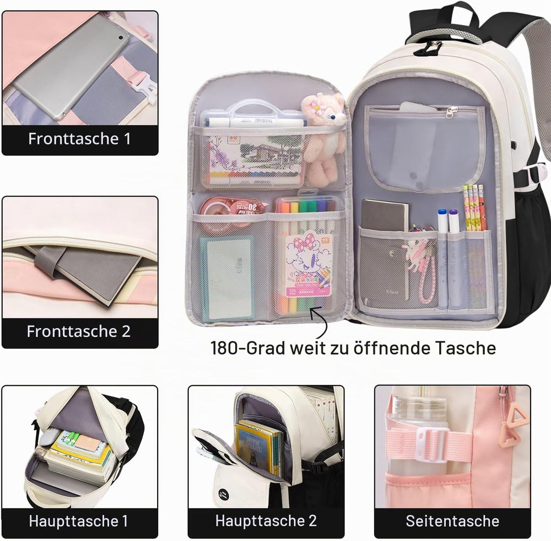 Schulrucksack Mädchen Teenager Jungen Rucksack Schule, Schulranzen Gross Kinderrucksack Tagesrucksäc