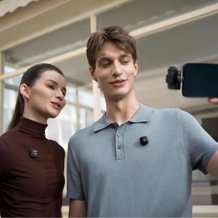 DJI Mic Mini (2 Sender + 1 Empfänger), Detailreicher Klang, Kabelloses Lavaliermikrofon für Kamera/A