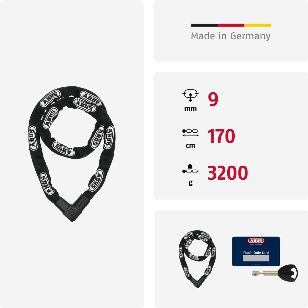 ABUS Kettenschloss CityChain 1010 – Fahrradschloss aus gehärtetem Stahl – ABUS-Sicherheitslevel 12 S