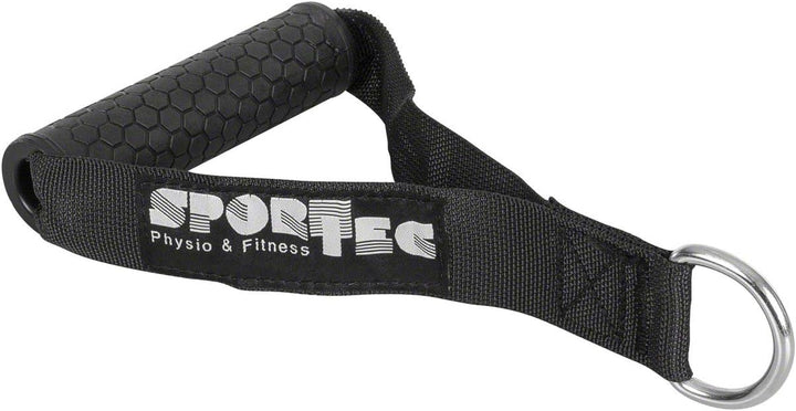 Sport-Tec Kabelzug Griff, Handgriff für Seilzug, Einhandgriff für Widerstandsbänder, gummiert, schwa