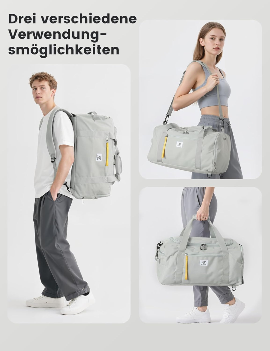 SKYSPER Sporttasche Herren 40l, Sporttasche mit Rucksackfunktion Reisetasche Gym Tasche mit Schuhfac