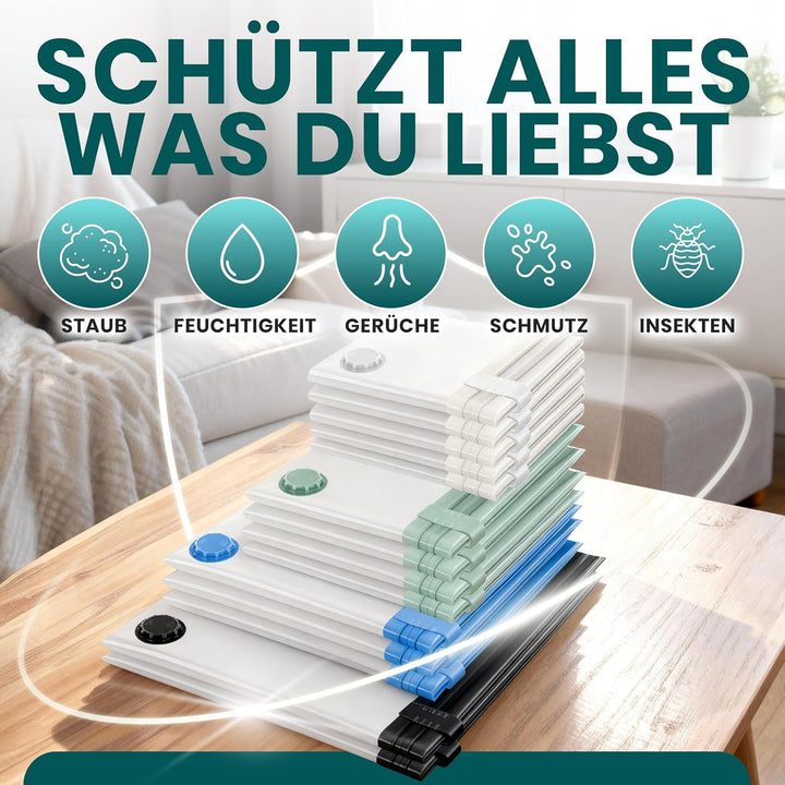 myHodo Vakuumbeutel 14er Set, 2 XXL (80x100cm), 3 XL (60x100cm), 4 XL (60x80cm), 5 L (50x60cm) – Pla