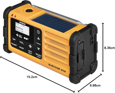 Sangean MMR-88 Survivor M8 Radio - Tragbares Notfall radio - Kurbelradio mit Notsummer und LED Tasch