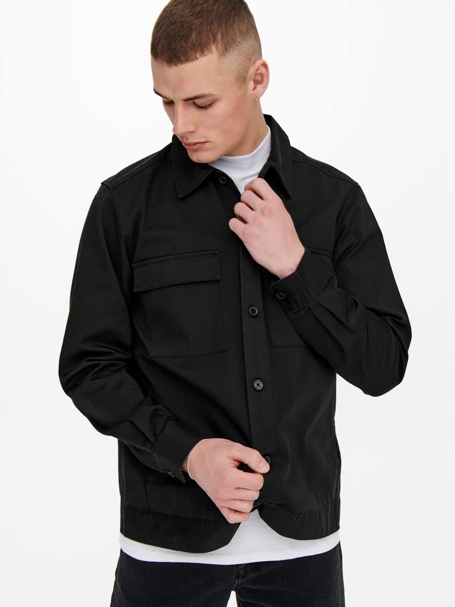 ONLY & SONS Long Sleeve Pocket Overshirt S Schwarz, S Schwarz