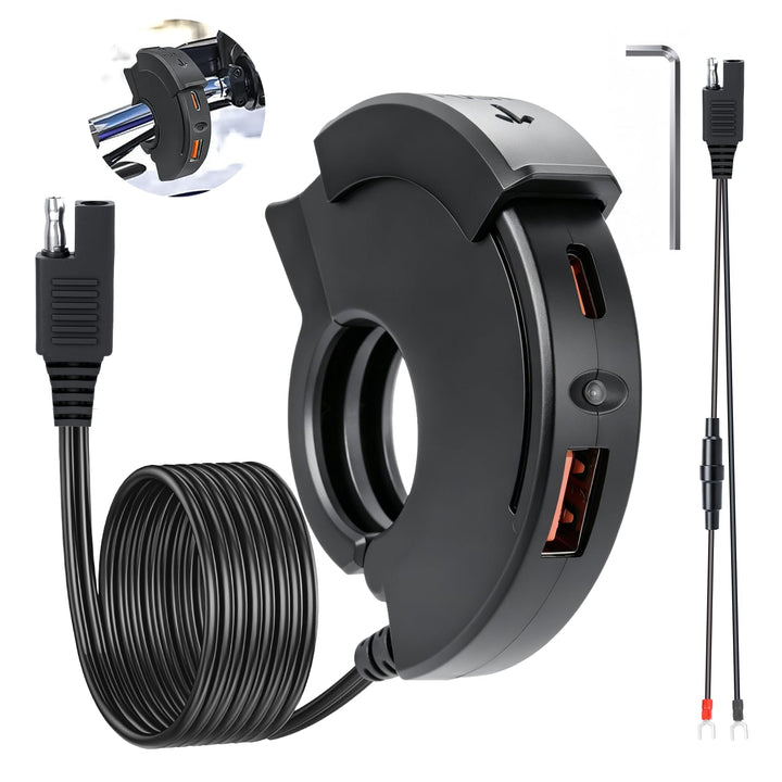 RUIZHI 48W Motorrad USB Ladegerät 12V Wasserdicht USB C Motorrad Steckdose QC3.0 USB-A und PD Type-C