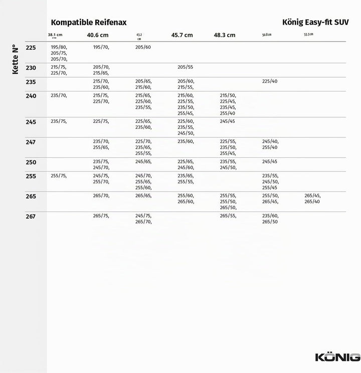 KÖNIG Easy-FIT SUV 265 - Schneeketten, SUV 265