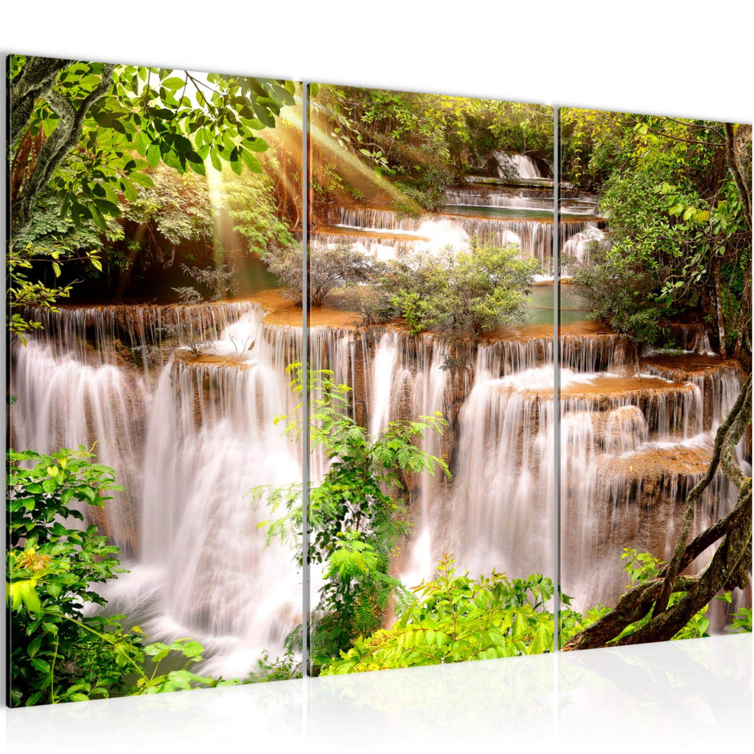 Runa Art Wandbilder Wasserfall Bild XXL Wohnzimmer Schlafzimmer Bunt Natur Landschaft 120 x 80 cm 3