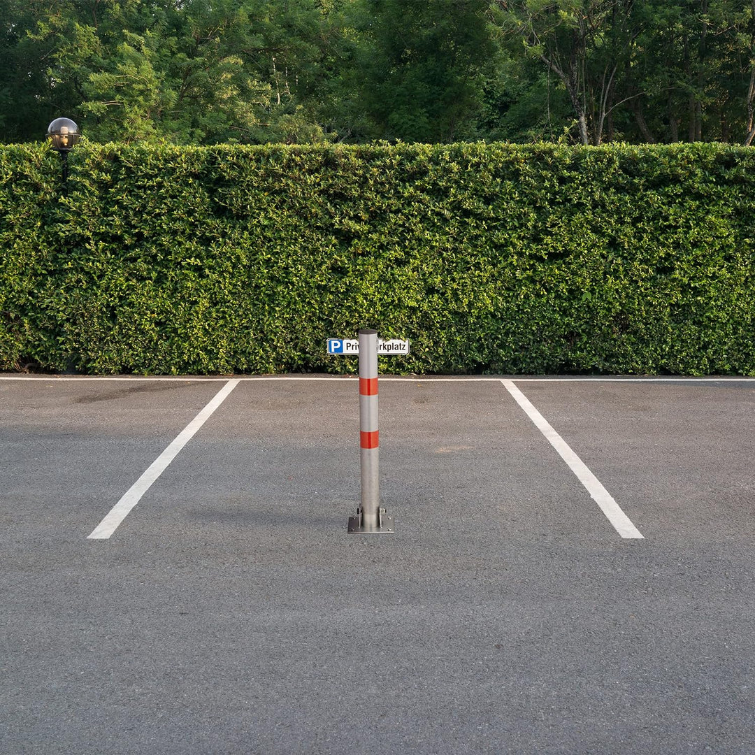 Relaxdays Absperrpfosten, klappbar, Stahl, Sperrpfosten Parkplatz, HxBxT: 65 x 15 x 13 cm, Signalstr