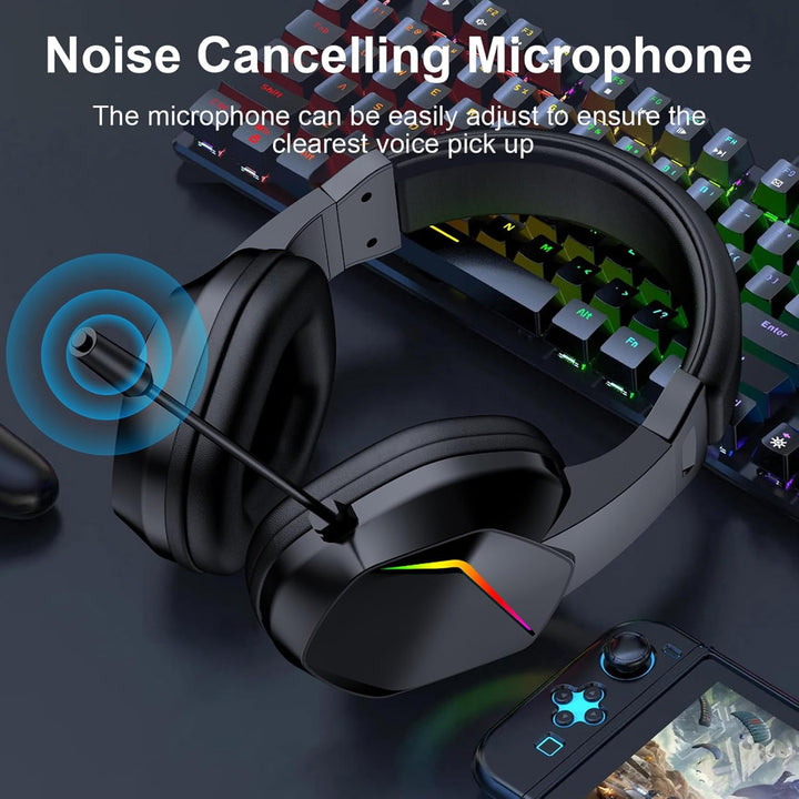 Kabelloses Gaming-Headset, Bt-Kopfhörer mit geringer Latenz und LED-Leuchten, Over-Ear-Headset mit M