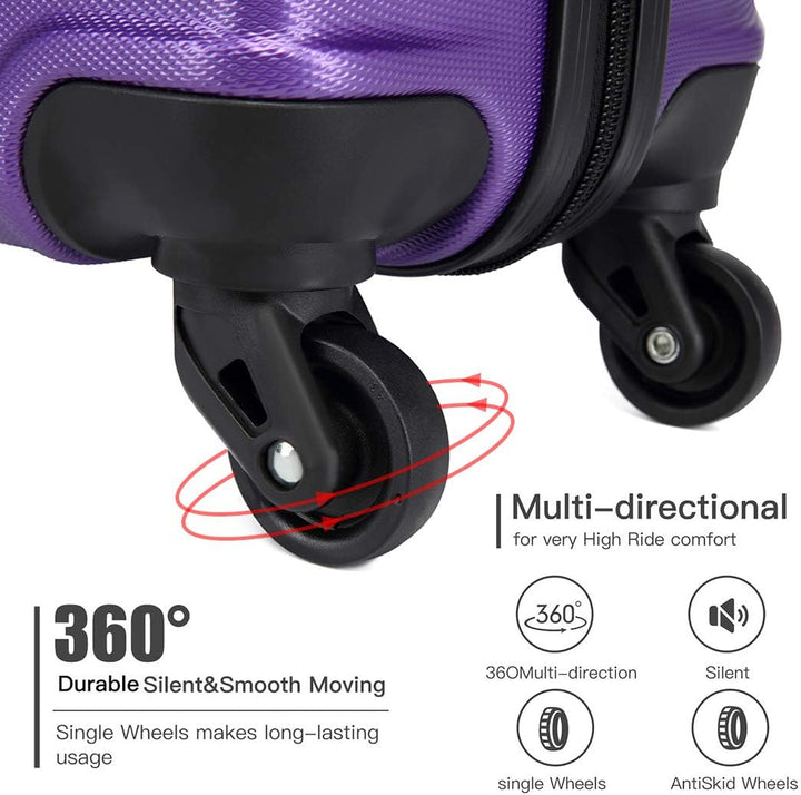 KONO Koffer Trolley Handgepäck Leicht Hartschalenkoffer aus ABS Reisekoffer mit 4 Rollen Handgepäck
